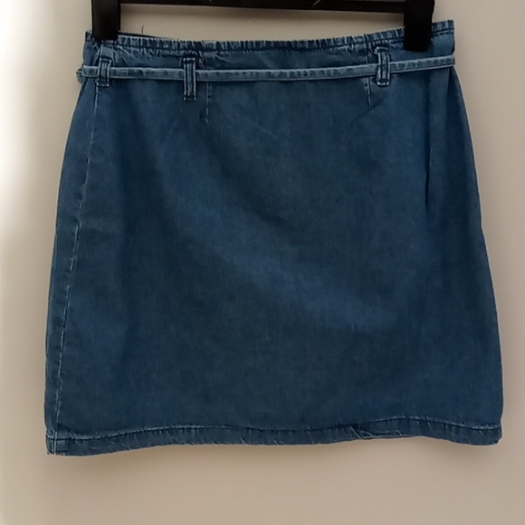 Denim Wrap Mini Skirt in Blue - Picture 4 of 7